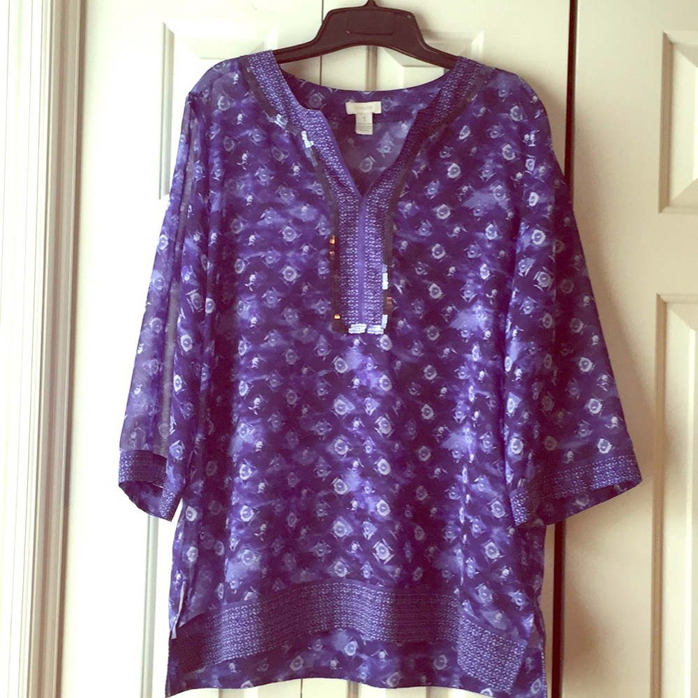 Chico’s embellished poly tunic